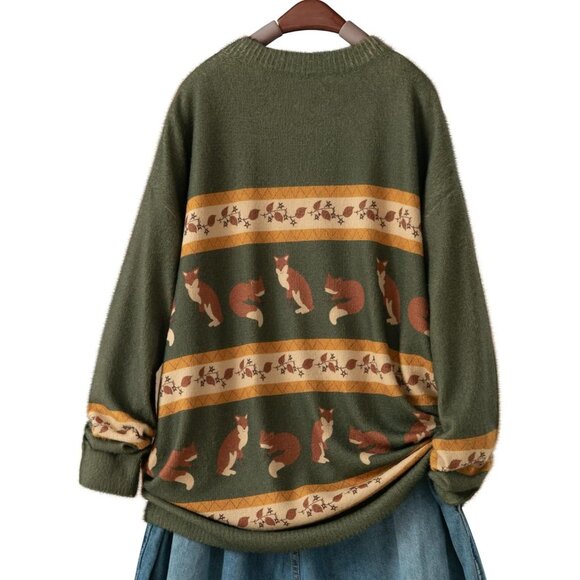 Women Christmas Sweater Graphic Print Oversized Pullover Floral 083 Loose Top - Picture 6 of 6